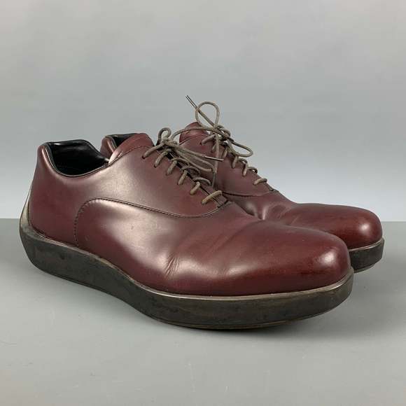 PRADA Burgundy Leather Platform Lace Up Shoes - Picture 1 of 8